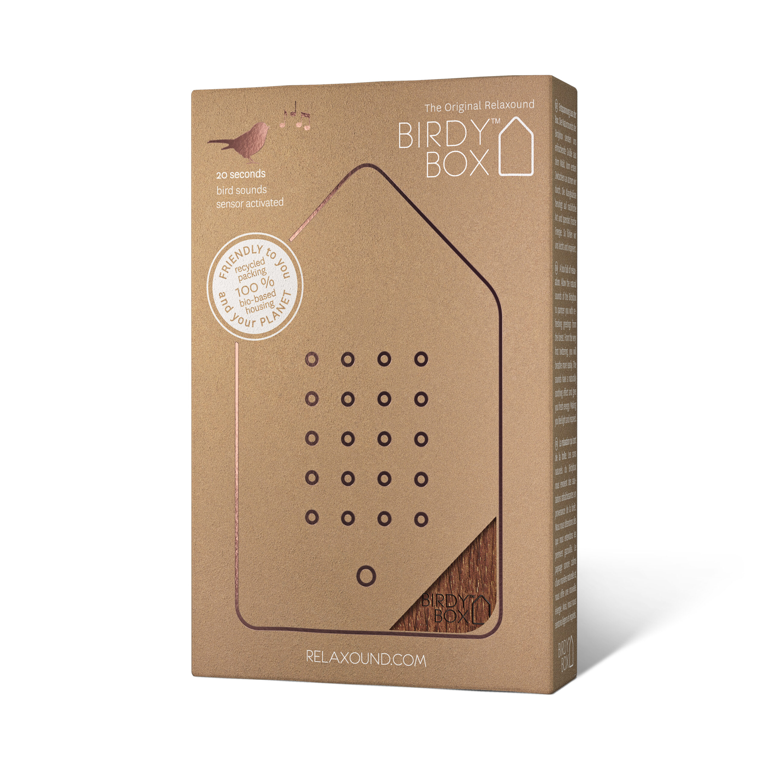 Verpakking van de Relaxound Birdybox Oak