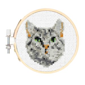 Mini Cross Stitch Embroidery Kit Cat