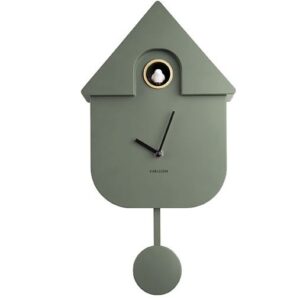Wall Clock Modern Cuckoo Jungle Green