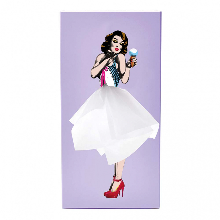 Paarse SPEXTRUM Tissue Up Girl met witte tissue