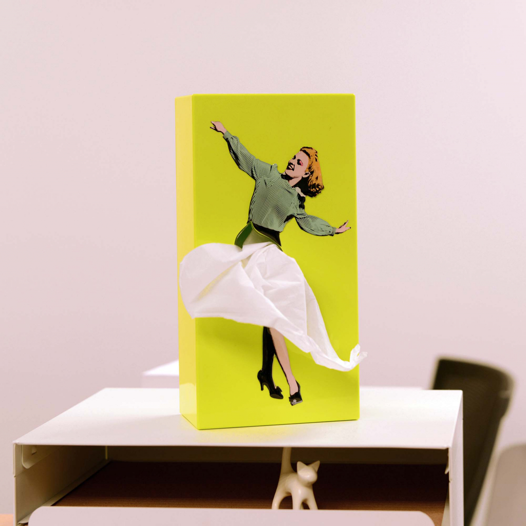 Groene SPEXTRUM Tissue Up Girl design tissuehouder met witte tissue
